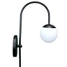 Arandela Arqueada Preta Globo Vidro Branco Leitoso + Lâmpada Led G9 5w 6000k Bivolt - 1