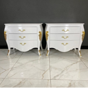 Ver imagem 2 de Mesa de Cabeceira Bombê Luís Xv em Madeira Maciça com Apliques Folheados a Ouro