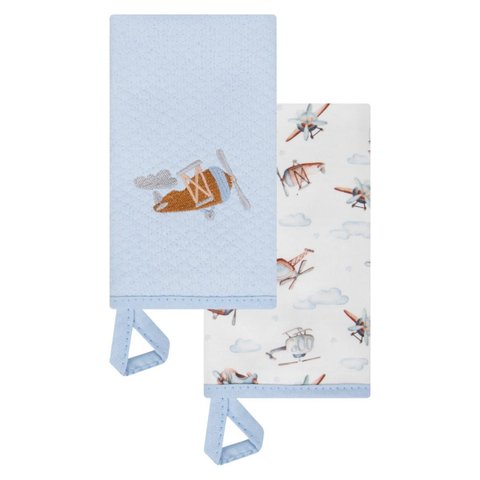 Kit 2 Babinhas Paninho de Boca Menino Matelasse Aviões