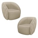 Ver imagem 1 de Kit 2 Poltronas Decorativas Clarke Linho Bege - Gran Belo