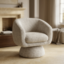 Ver imagem 1 de Poltrona Giratória Orgânica Maya Tecido Boucle Premium Design Redondo Sala Quarto Suporta 150kg:Bouc