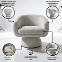 Ver imagem 2 de Poltrona Giratória Orgânica Maya Tecido Boucle Premium Design Redondo Sala Quarto Suporta 150kg:Bouc