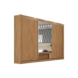 Guarda Roupa 3 Portas de Correr e 4 Gavetas c/Espelho Toronto Nature - Bianchi