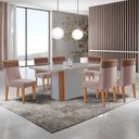 Ver imagem 1 de Mesa de Jantar Isadora 180cm Tampo Mdf Vidro com 6 Cadeiras Andes