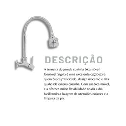 Torneira de Parede Cozinha Bica Movel Gourmet Sigma - 3