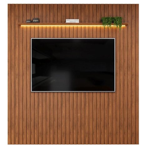 Painel para TV Trento 223 Ripado Freijó com LED-DJ Móveis