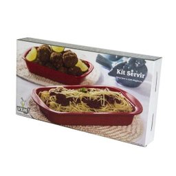 Kit Travessa Servir Vemplast 2 Peças P+M Polipropileno Preto - 2