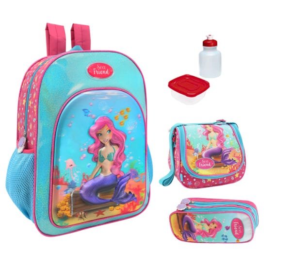 Kit Mochila Sereia Completo Original Costas Tam G Colorizi - 1