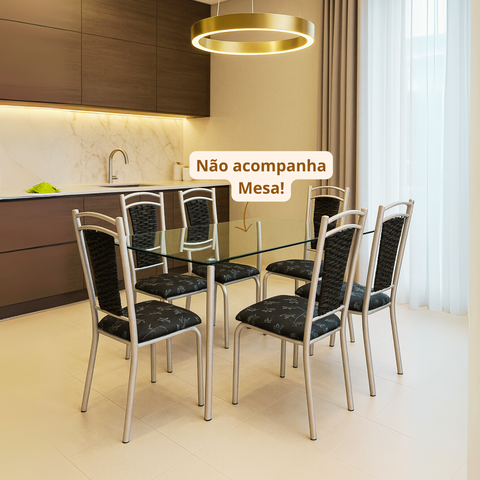 Kit 6 Cadeiras Paris Branca Cozinha Aço Tubolar Confortável Jantar