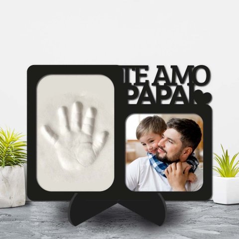 Porta Retrato Te Amo Papai Presente para Pai com Molde da Mão da Criança Memória Duradoura Registro
