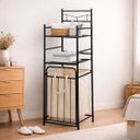 Ver imagem 2 de Cesto de Roupas com Prateleiras Multiuso Lavanderia Dy-38l Preto