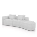 Ver imagem 1 de Sofá Curvo Decorativo Kimiko 307Cm 3 Lugares Sala de Estar com Chaise Bouclê Branco G52 - Gran Belo