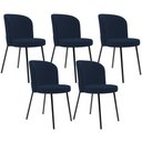 Ver imagem 1 de Kit 5 Cadeiras Sala de Jantar Estofada Gavi L02 Suede Azul Marinho - Lyam Decor
