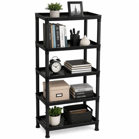 Estante Organizadora 5 Prateleiras 5 Nichos Plástico Preto