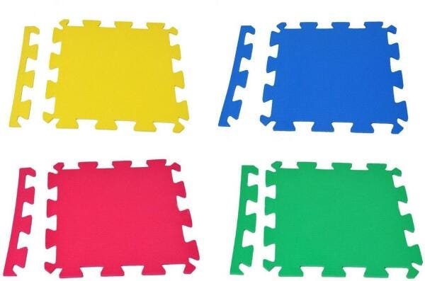 Kit 12 Placas Tatame Eva 50X50X1Cm Tapete Infantil Colorido