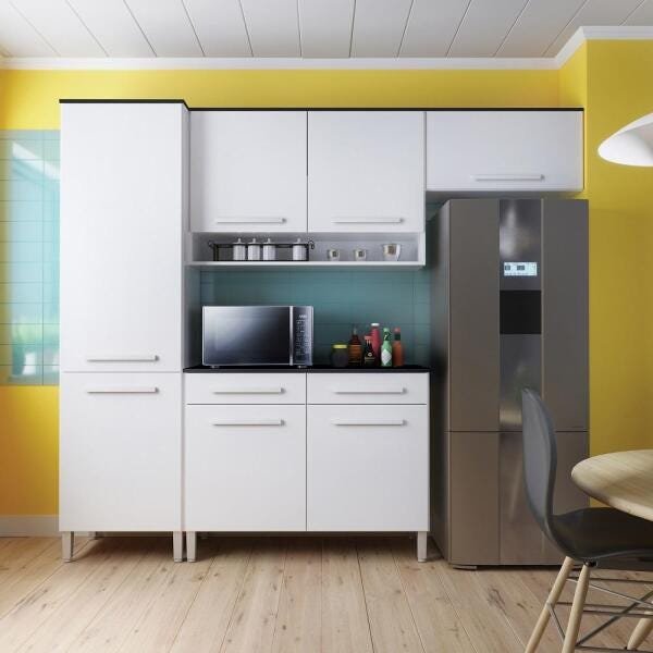 Cozinha Compacta Rebeca 7 Portas 2 Gav. Branco - 1