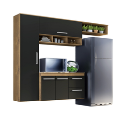 Cozinha Compacta Lua 4 Portas 2 Gavetas Castanho/onix - 7