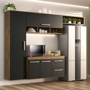 Cozinha Compacta Lua 4 Portas 2 Gavetas Castanho/onix
