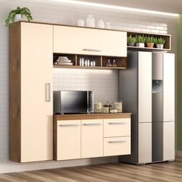 Cozinha Compacta Lua 4 Portas 2 Gavetas Castanho/off White - 1