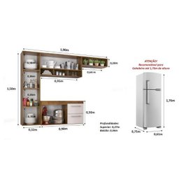 Cozinha Compacta Lua 4 Portas 2 Gavetas Castanho/off White - 4