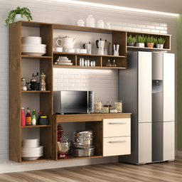 Cozinha Compacta Lua 4 Portas 2 Gavetas Castanho/off White - 2