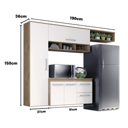 Cozinha Compacta Lua 4 Portas 2 Gavetas Castanho/off White - 5