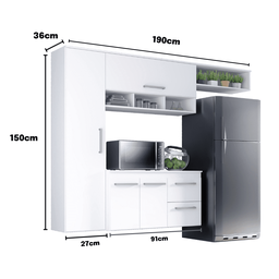 Cozinha Compacta Lua 4 Portas 2 Gavetas Branco - 4