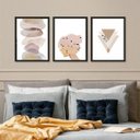 Ver imagem 1 de Kit 3 Quadros Clarinhos Suave para Quarto 24x18cm - com Vidro:madeira Branca