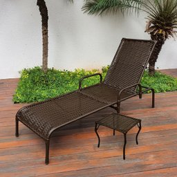Kit 1 Espreguiçadeira Catar com Regulagem e Mesa de Centro para Piscina, Área Externa - Marrom - 2