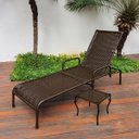 Ver imagem 2 de Kit 1 Espreguiçadeira Catar com Regulagem e Mesa de Centro para Piscina, Área Externa - Marrom