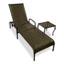 Ver imagem 1 de Kit 1 Espreguiçadeira Catar com Regulagem e Mesa de Centro para Piscina, Área Externa - Marrom