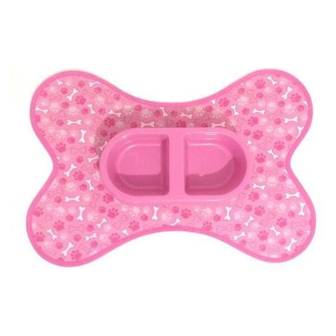 Kit Tapete Comedouro/Bebedouro Duplo Rosa
