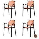 Ver imagem 1 de Kit 4 Cadeiras Empilhável Portofino Fratini Polipropileno Cor Preta e Assento Simulando Palha