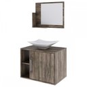 Ver imagem 2 de Armário de Banheiro com Cuba e Espelho 1 Porta 2 Prateleiras Carvalho Dark 13689 - Compace