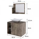 Ver imagem 3 de Armário de Banheiro com Cuba e Espelho 1 Porta 2 Prateleiras Carvalho Dark 13689 - Compace