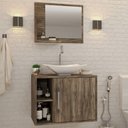 Ver imagem 1 de Armário de Banheiro com Cuba e Espelho 1 Porta 2 Prateleiras Carvalho Dark 13689 - Compace