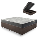 Ver imagem 1 de Cama Box com Baú Queen 158x198 com Colchão Adapto Molas Ensacadas Ecoflex Courino Linho