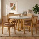 Ver imagem 1 de Conjunto Sala de Jantar Natalle 4 Lugares Mesa Redonda 1,0m e 4 Cadeiras Madeira Maciça Courissimo m