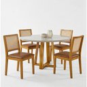 Ver imagem 2 de Conjunto Sala de Jantar Natalle 4 Lugares Mesa Redonda 1,0m e 4 Cadeiras Madeira Maciça Courissimo m