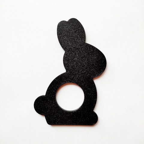 6 Argolas Para Guardanapo Do Coelhinho / Páscoa -Toque 3D: Preto