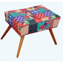 Ver imagem 1 de Puff Decorativo Banqueta Viena Pés Palito - Suede Patchwork