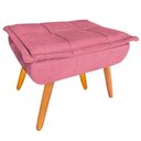 Ver imagem 2 de Puff Banqueta Opala Pés Castanhos Decoração Suede Rosa