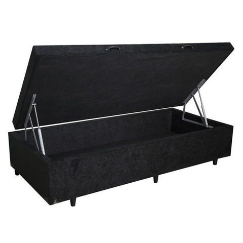 Base Box Baú Solteirão King Khouse Suede Preto 40x96x203
