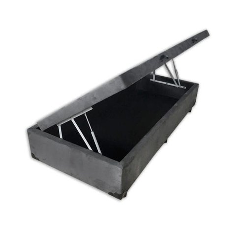 Base Box Baú Solteirão King Khouse Suede Cinza 40x96x203