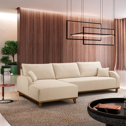 Sofá Albano Linho Chaise Lado Esquerdo Meu Sofá Online