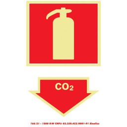 Placa de Sinalização Fotoluminescente PVC 20x30cm Extintor CO2 - 1