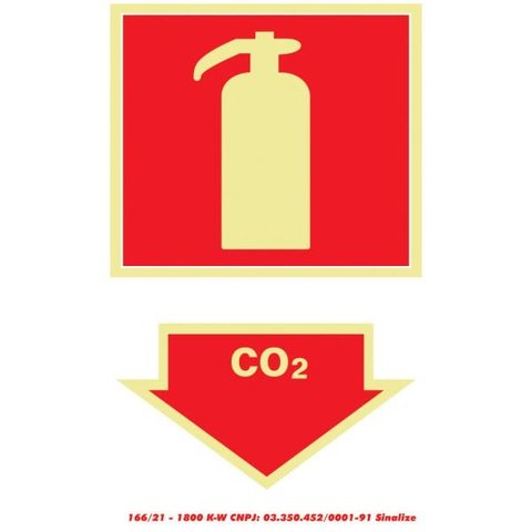Placa de Sinalização Fotoluminescente PVC 20x30cm Extintor CO2