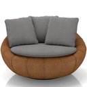 Ver imagem 3 de Poltrona para Sala de Estar Decorativa Giratória Kira Couríssimo Whisky Linho Cinza - Lyam Decor