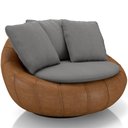 Ver imagem 1 de Poltrona para Sala de Estar Decorativa Giratória Kira Couríssimo Whisky Linho Cinza - Lyam Decor