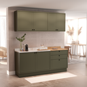 Ver imagem 1 de Cozinha Compacta Modulada 6 Portas 3 Gavetas 100% MDF 1 Tampo Sevilha Verde/Hill